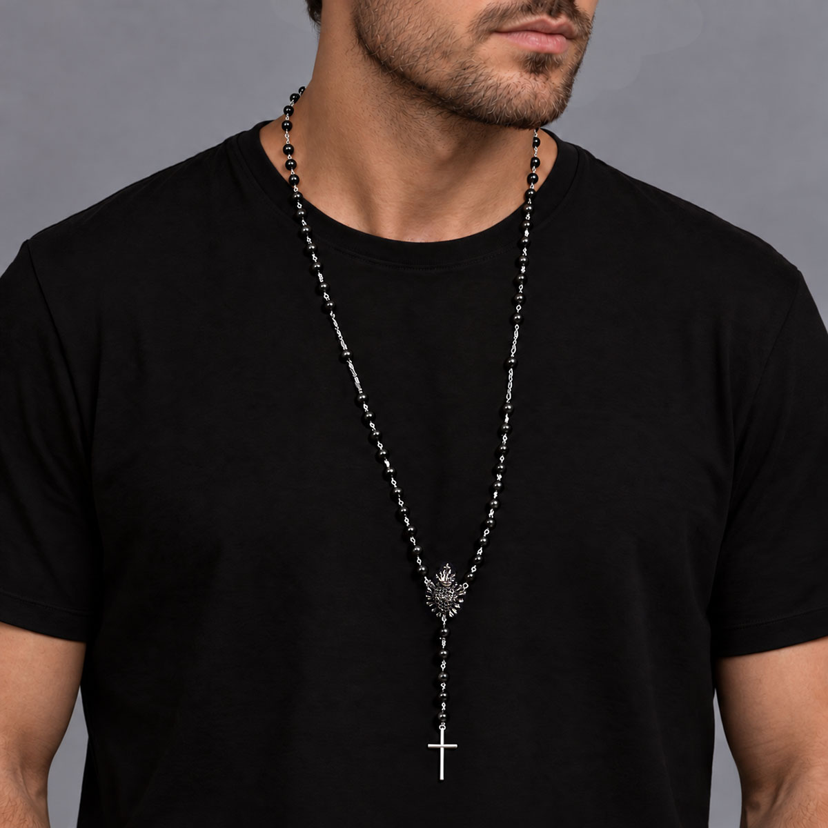 Terço Ônix Sagrado Cruz