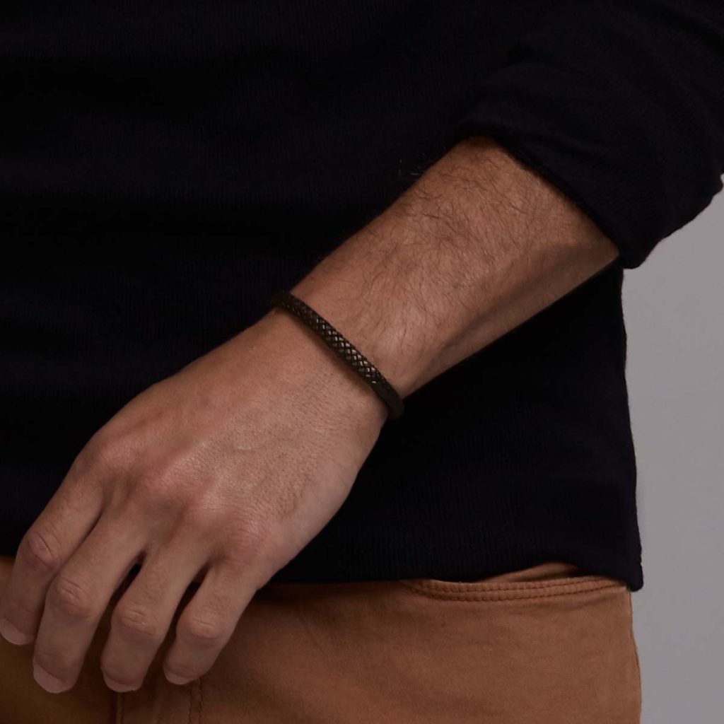 Pulseira Couro Trança Marrom