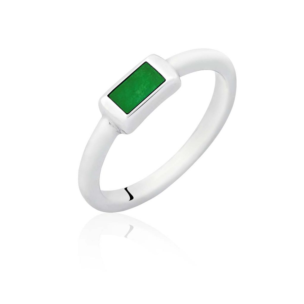 Anel Pedra Jade Fio Redondo