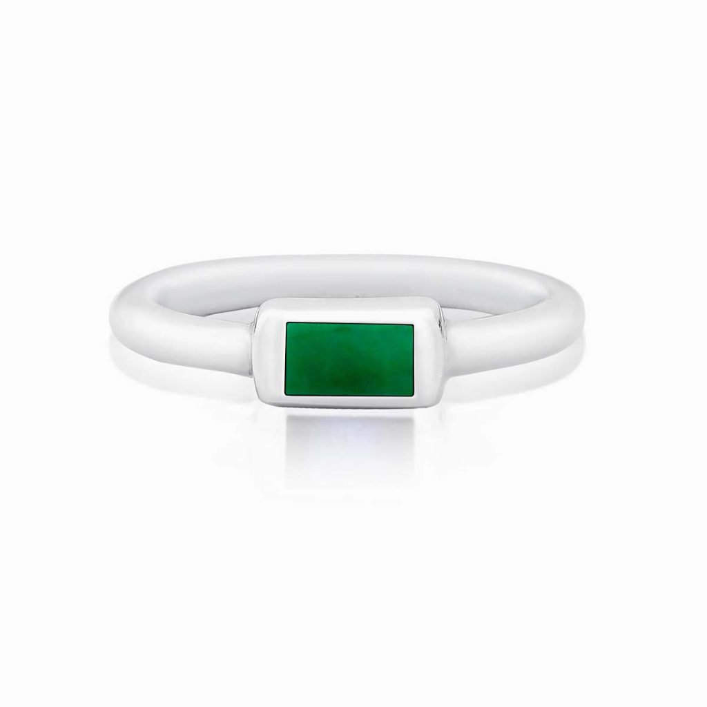 Anel Pedra Jade Fio Redondo