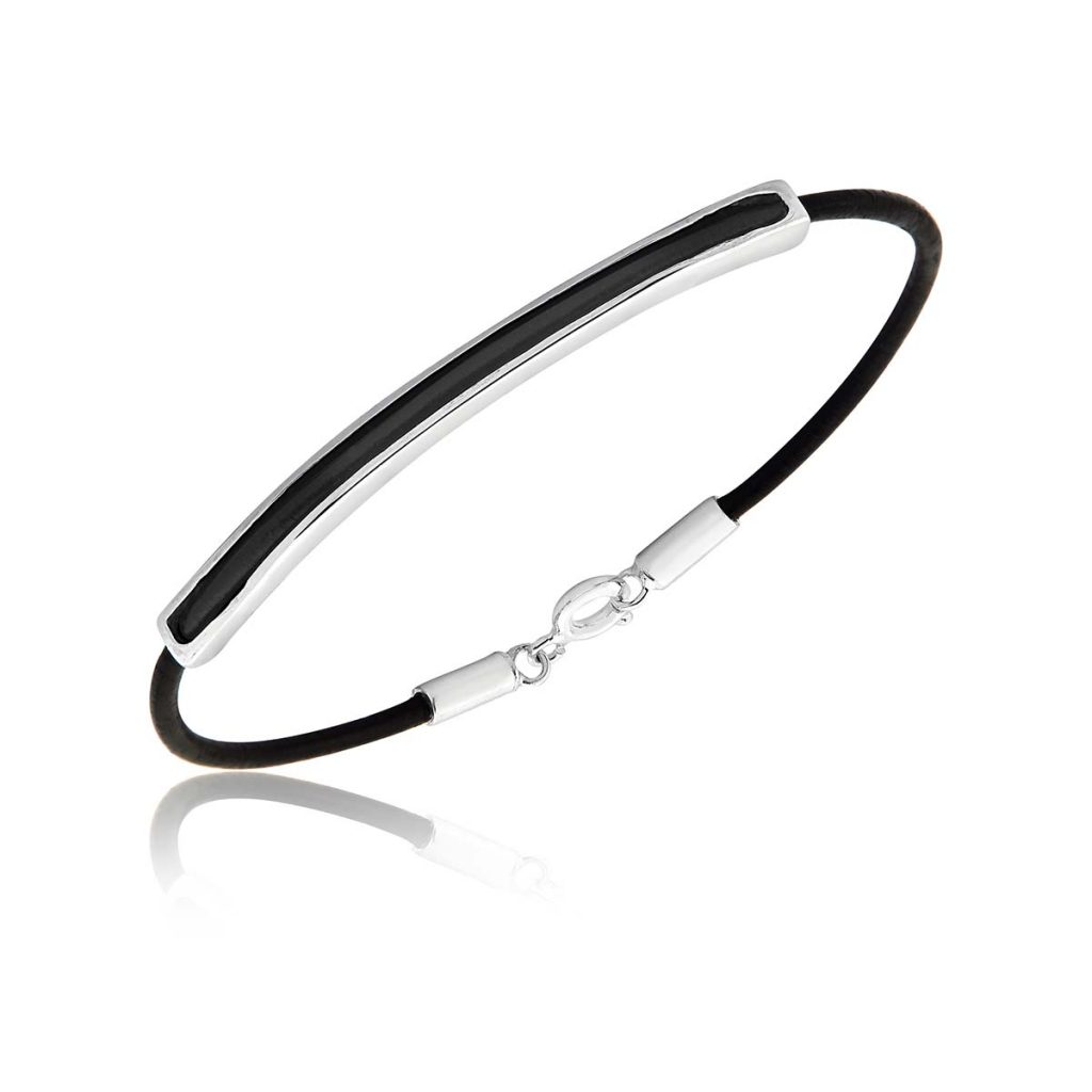 Pulseira Couro Tubo Quadrado Fino