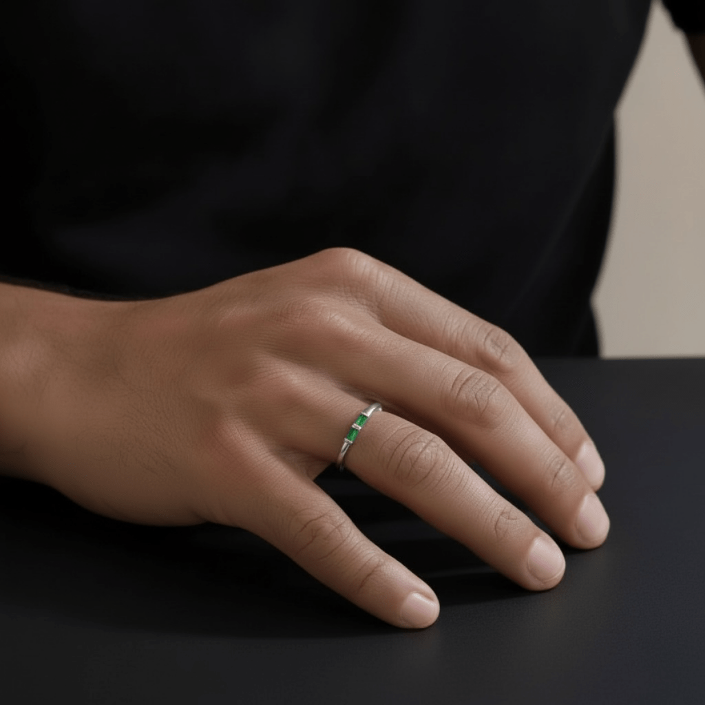 Aliança 2 Pedras Esmeralda Aliança 2 Pedras Esmeralda