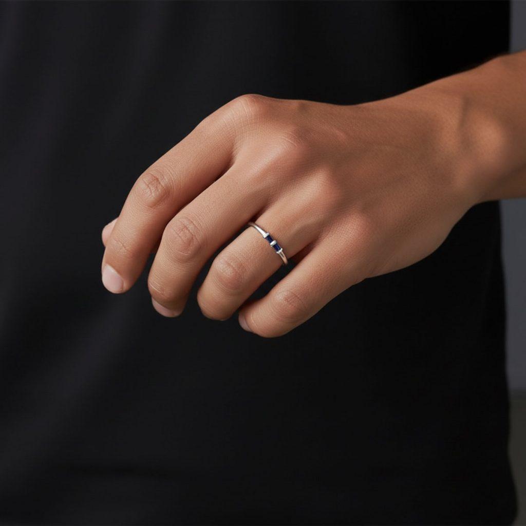 Aliança 2 Pedras Safira Aliança 2 Pedras Safira