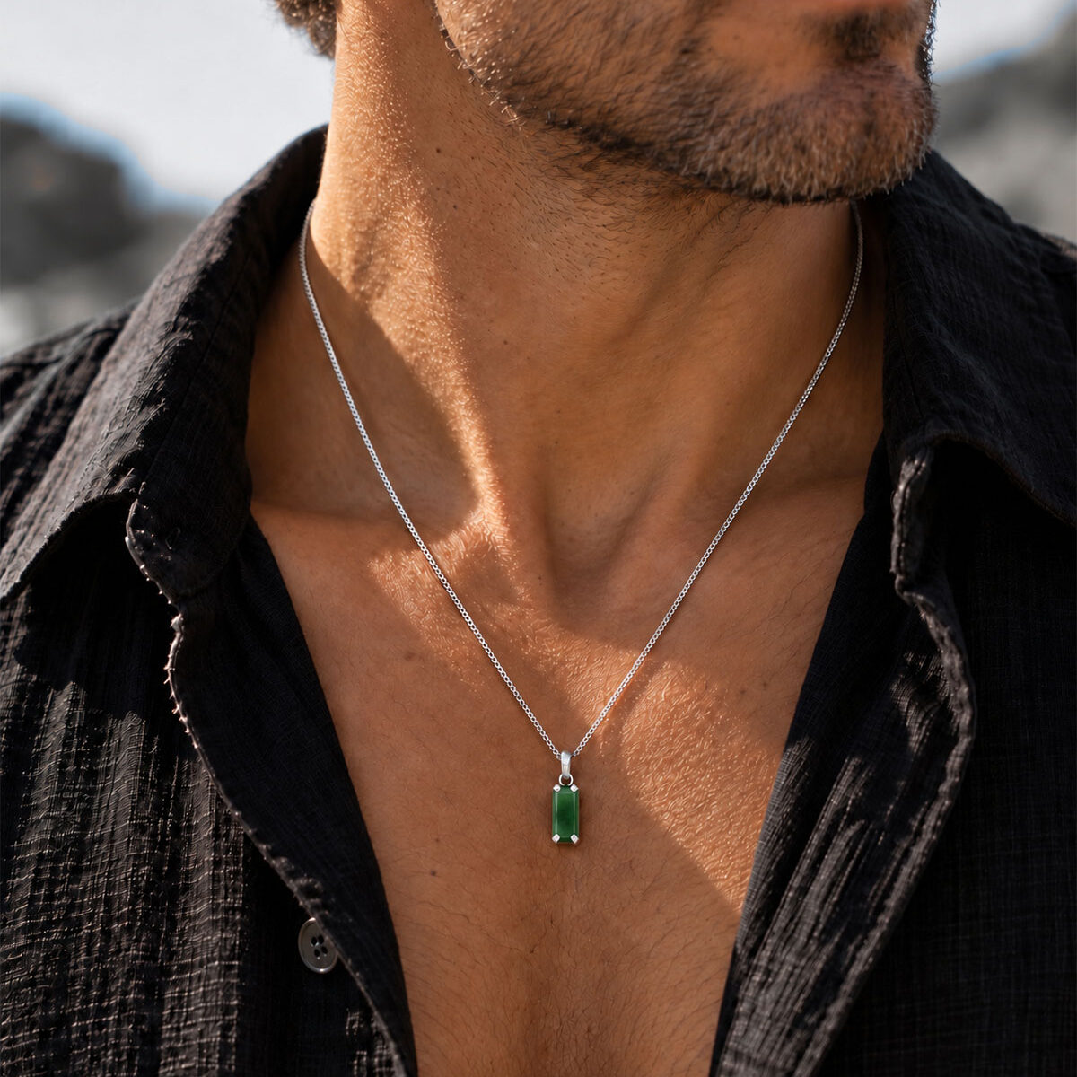 Pingente Jade Retangular