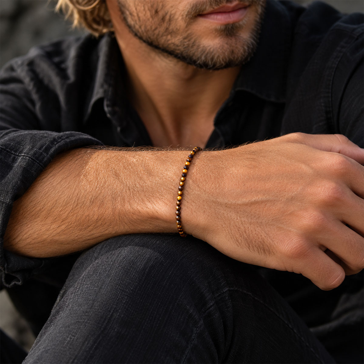 Pulseira Olho de Tigre Facetada