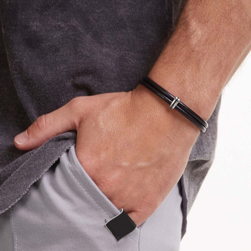 Pulseira Couro Duplo Peça Friso