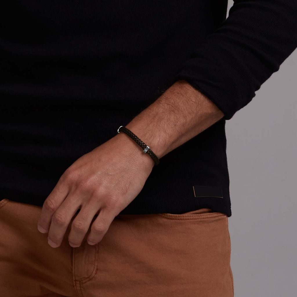 Pulseira Trança Marrom Peças Grumet