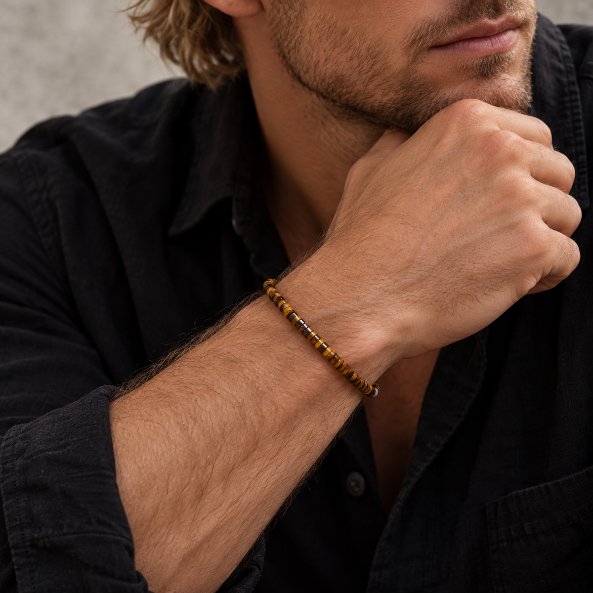 Pulseira Olho de Tigre Discos
