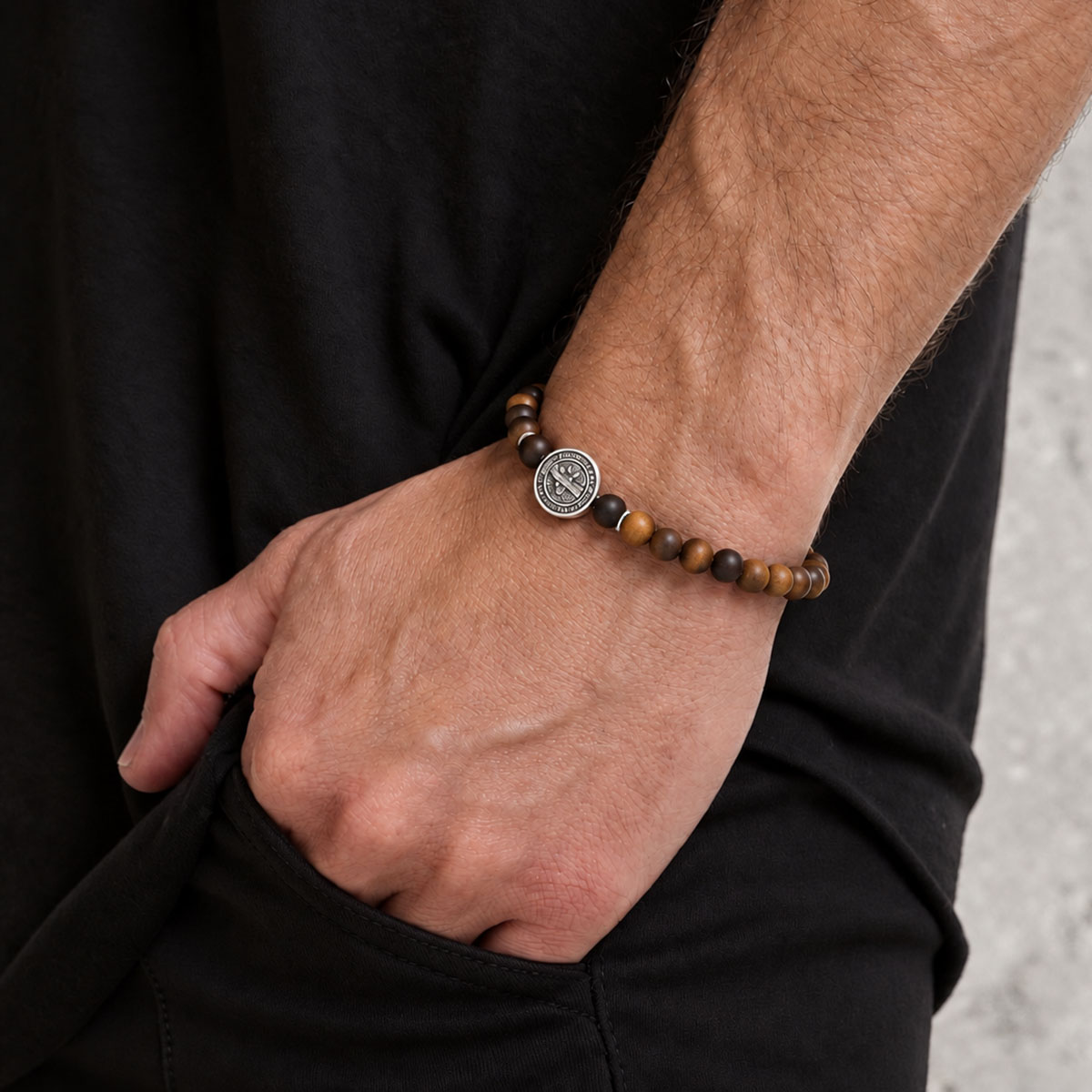 Pulseira São Bento Olho de Tigre Fosco