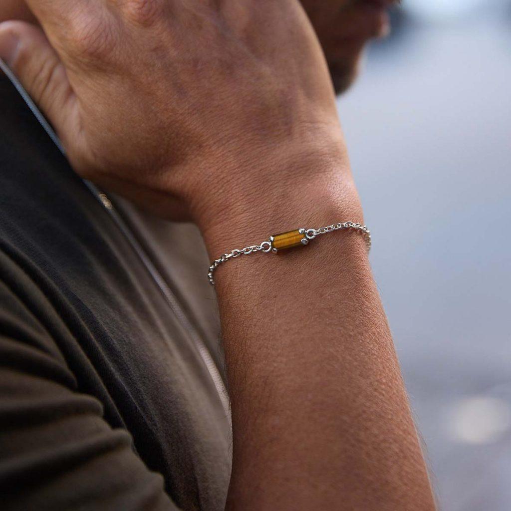 Pulseira Olho de Tigre Retangular