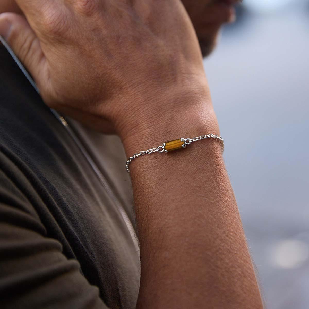 Pulseira Olho de Tigre Retangular