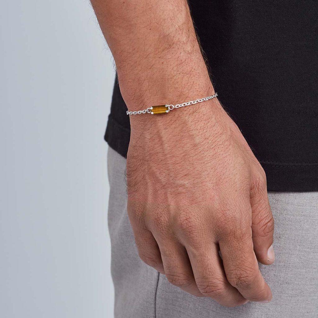 Pulseira Olho de Tigre Retangular