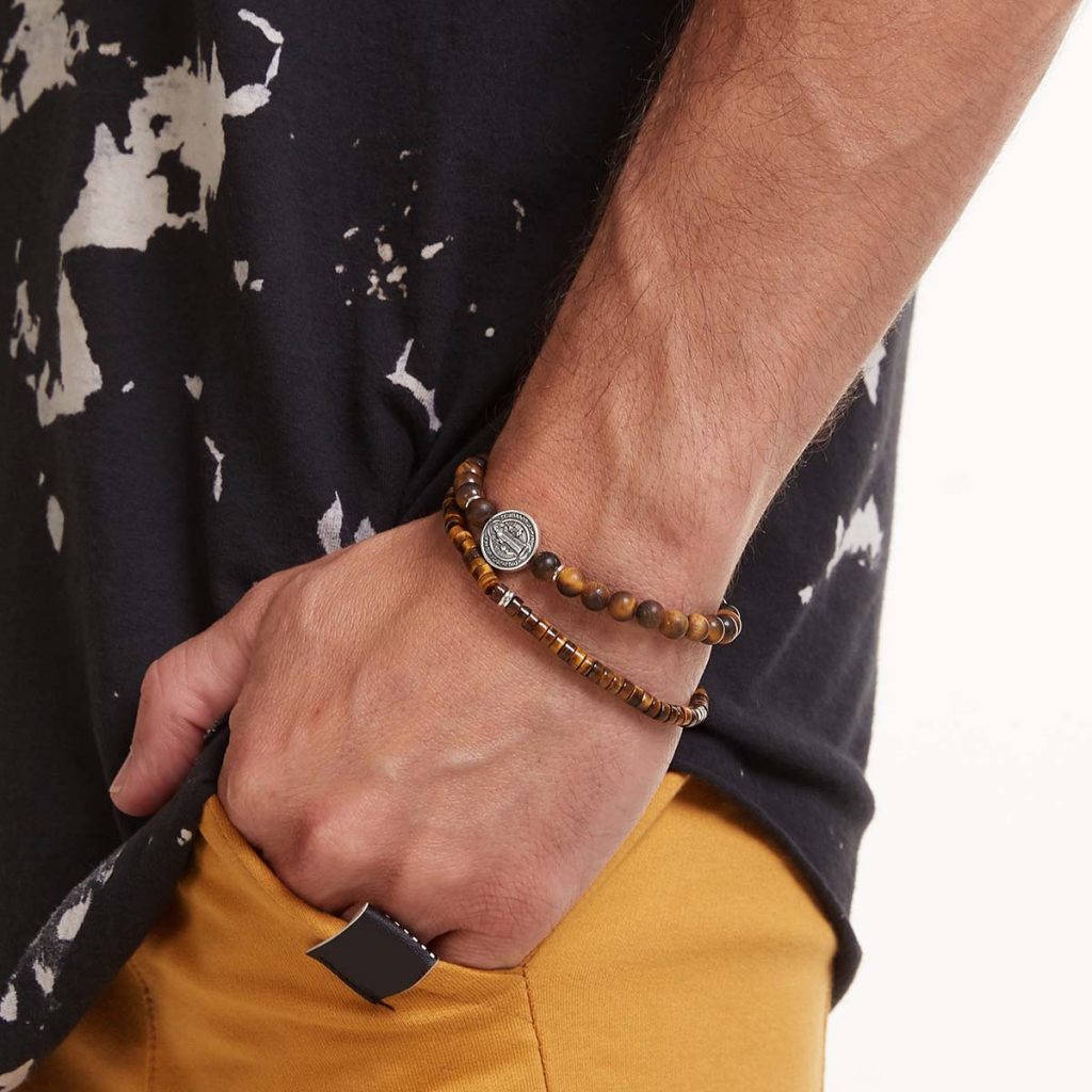 Pulseira São Bento Olho de Tigre Fosco