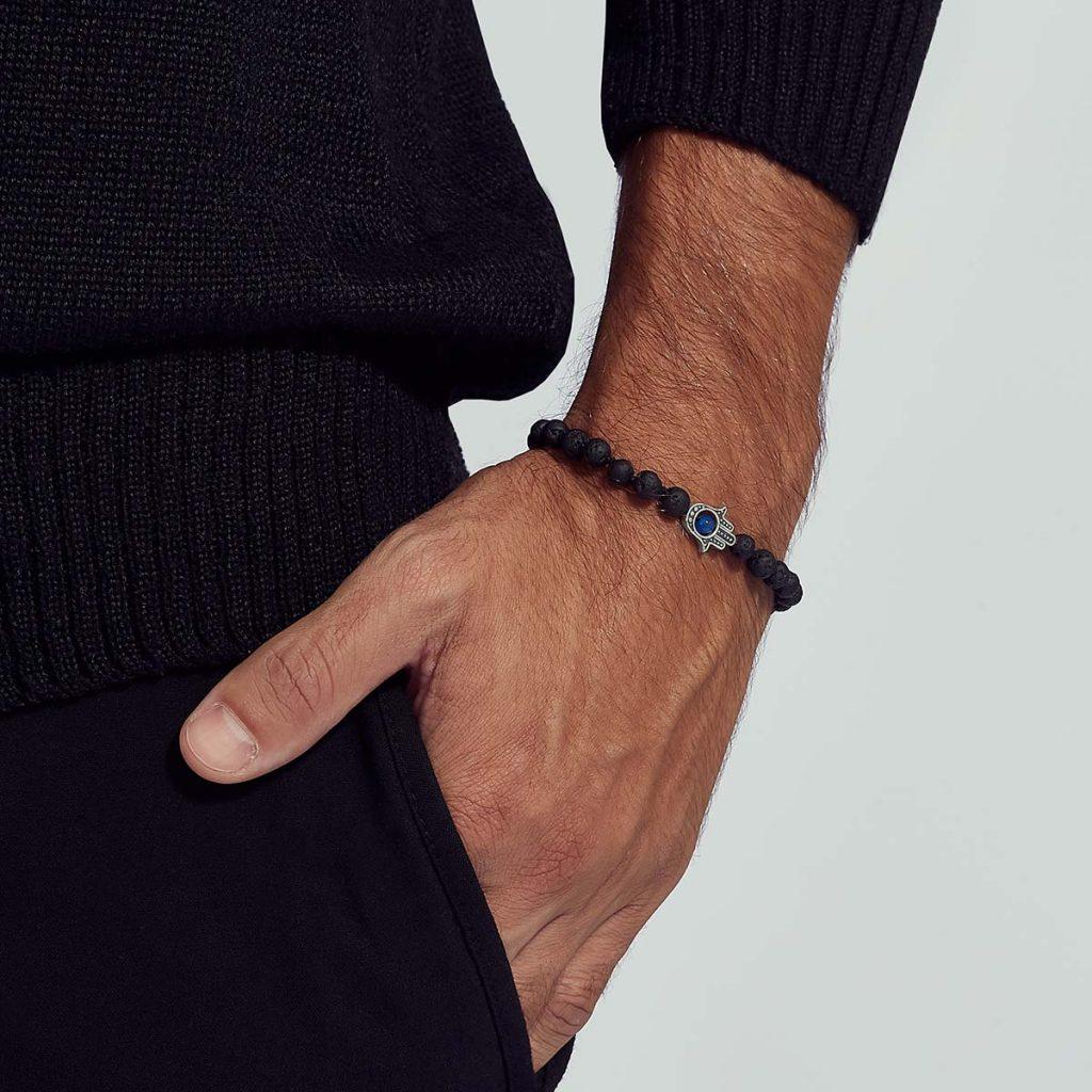 Pulseira Lava Mão Hamsá Azul