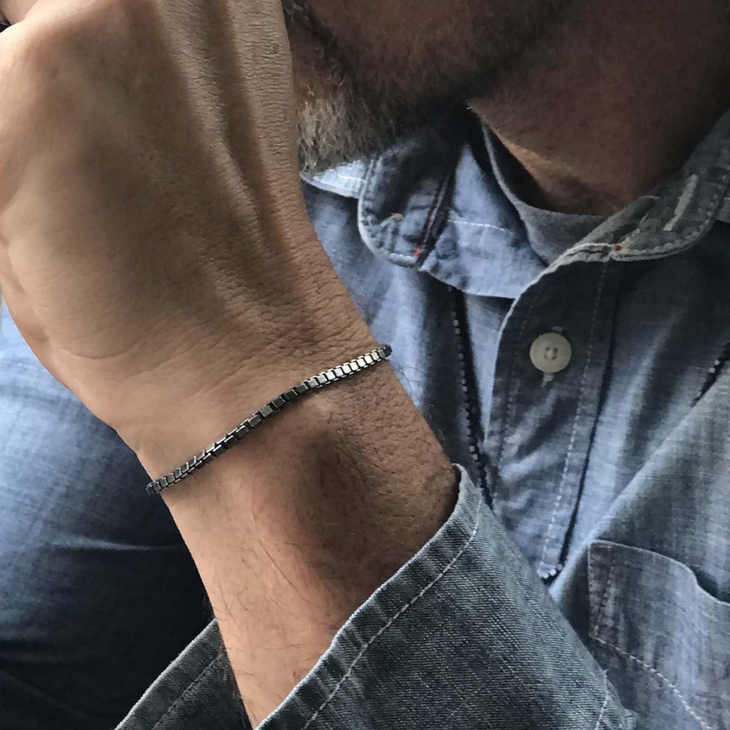 Pulseira Quadrada Fina Oxidada
