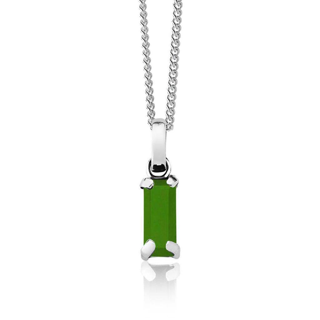 Colar Jade Retangular Corrente Grumet