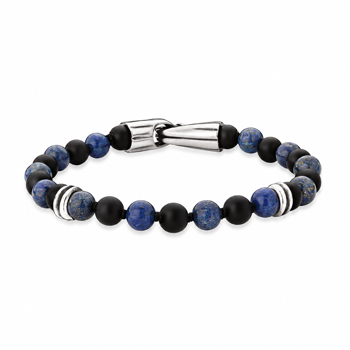 Pulseira Lápis Lazuli e Ágata Gancho Frisos