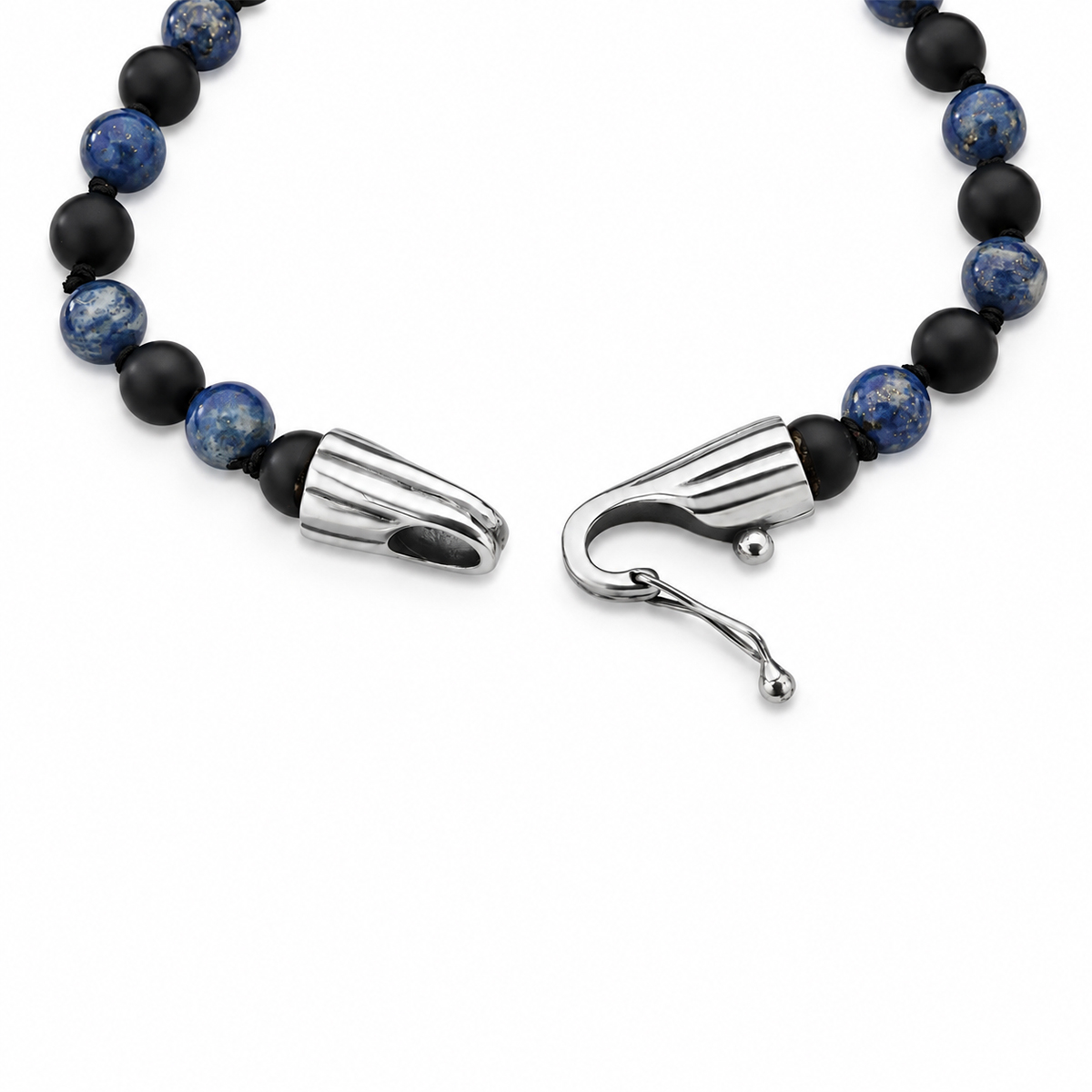 Pulseira Lápis Lazuli e Ágata Gancho Frisos