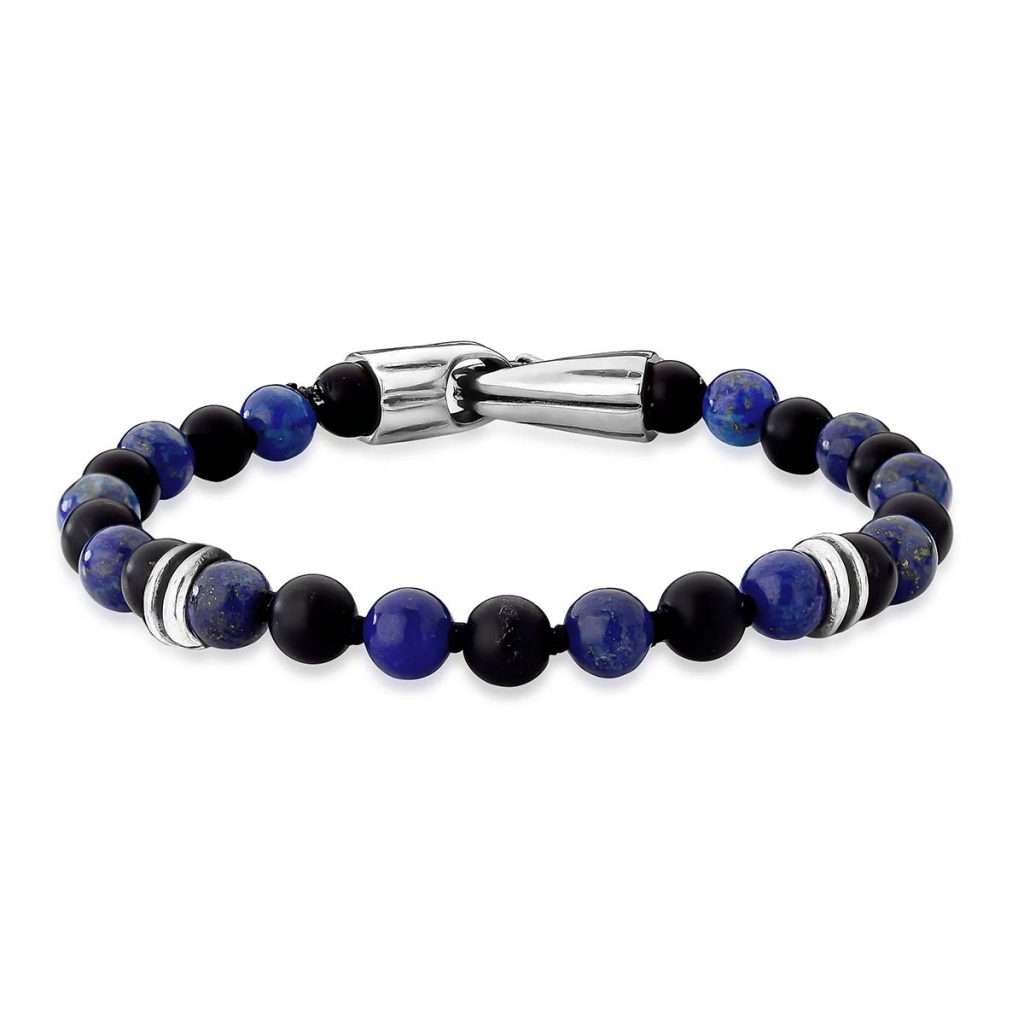 Pulseira Lápis Lazuli e Ágata Gancho Frisos