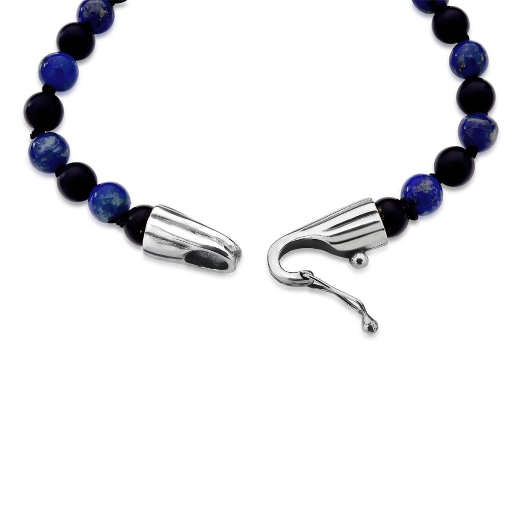Pulseira Lápis Lazuli e Ágata Gancho Frisos