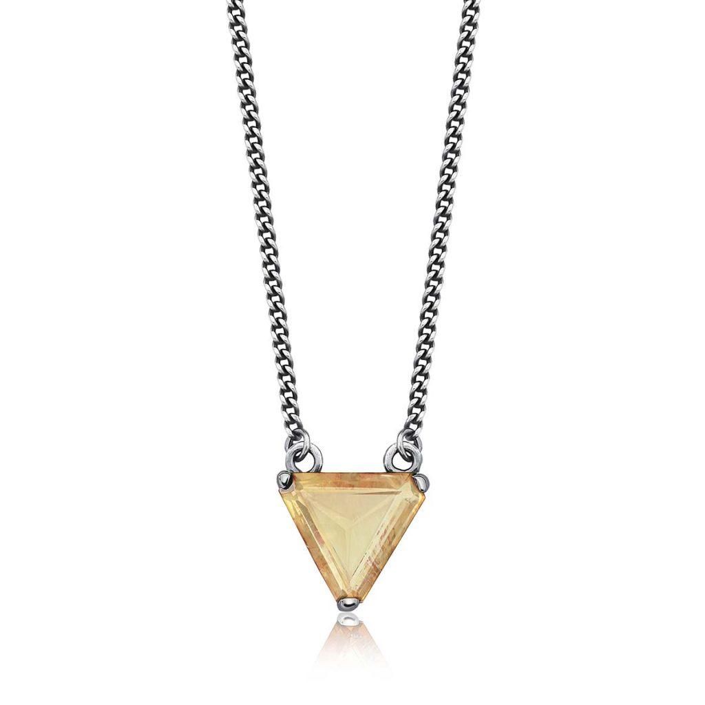 Colar Triângulo Citrino Oxidado Colar Triângulo Citrino Oxidado