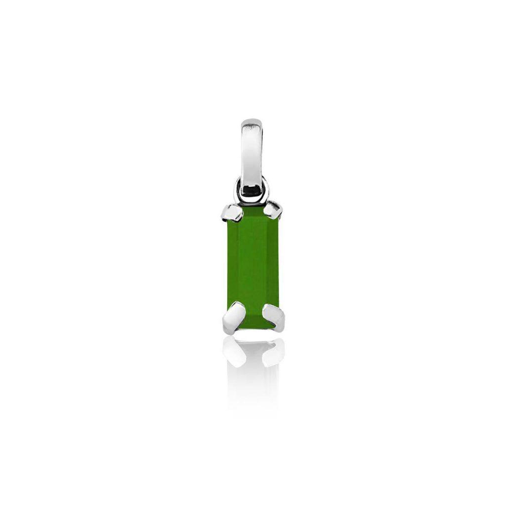 Colar Jade Retangular Corrente Grumet
