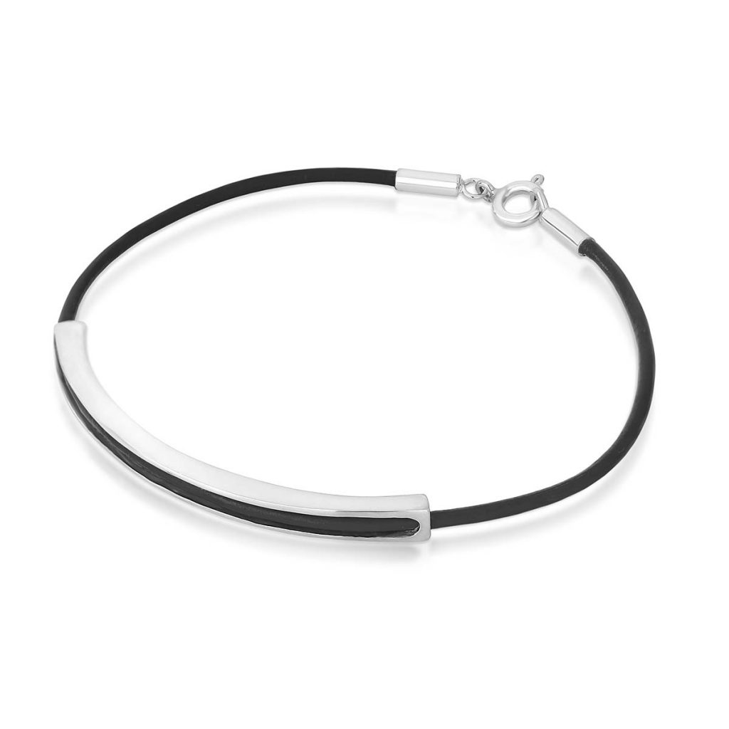 Pulseira Couro Tubo Quadrado Fino