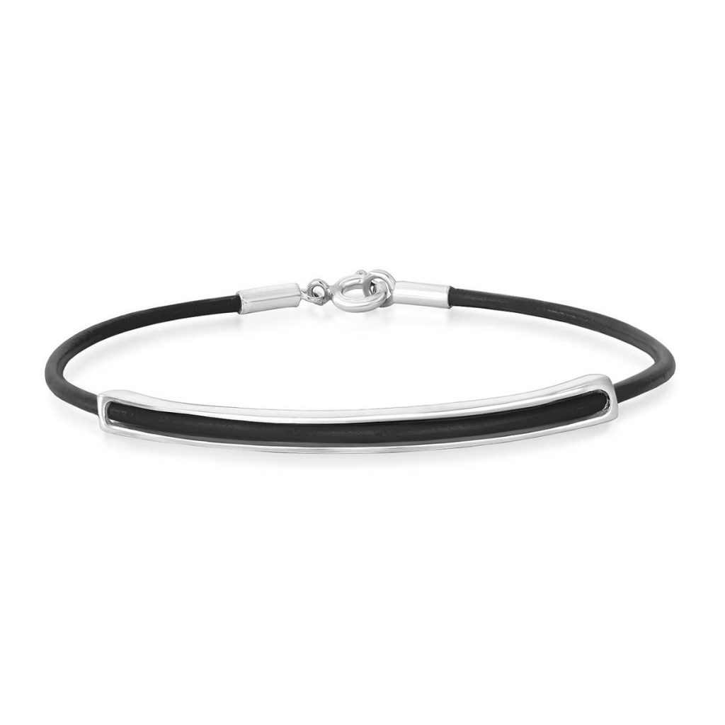 Pulseira Couro Tubo Quadrado Fino