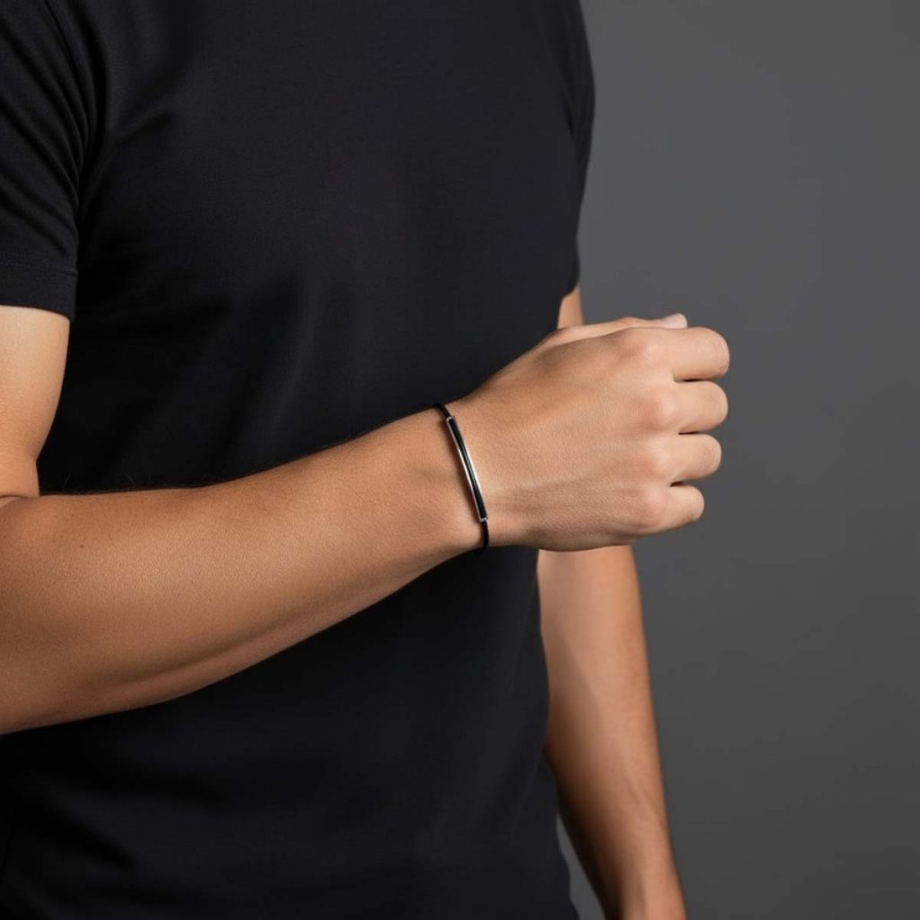 Pulseira Couro Tubo Quadrado Fino