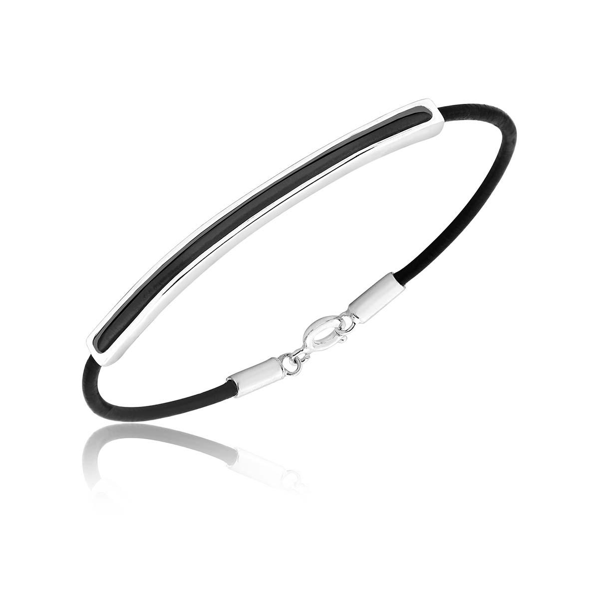 Pulseira Couro Tubo Quadrado Fino