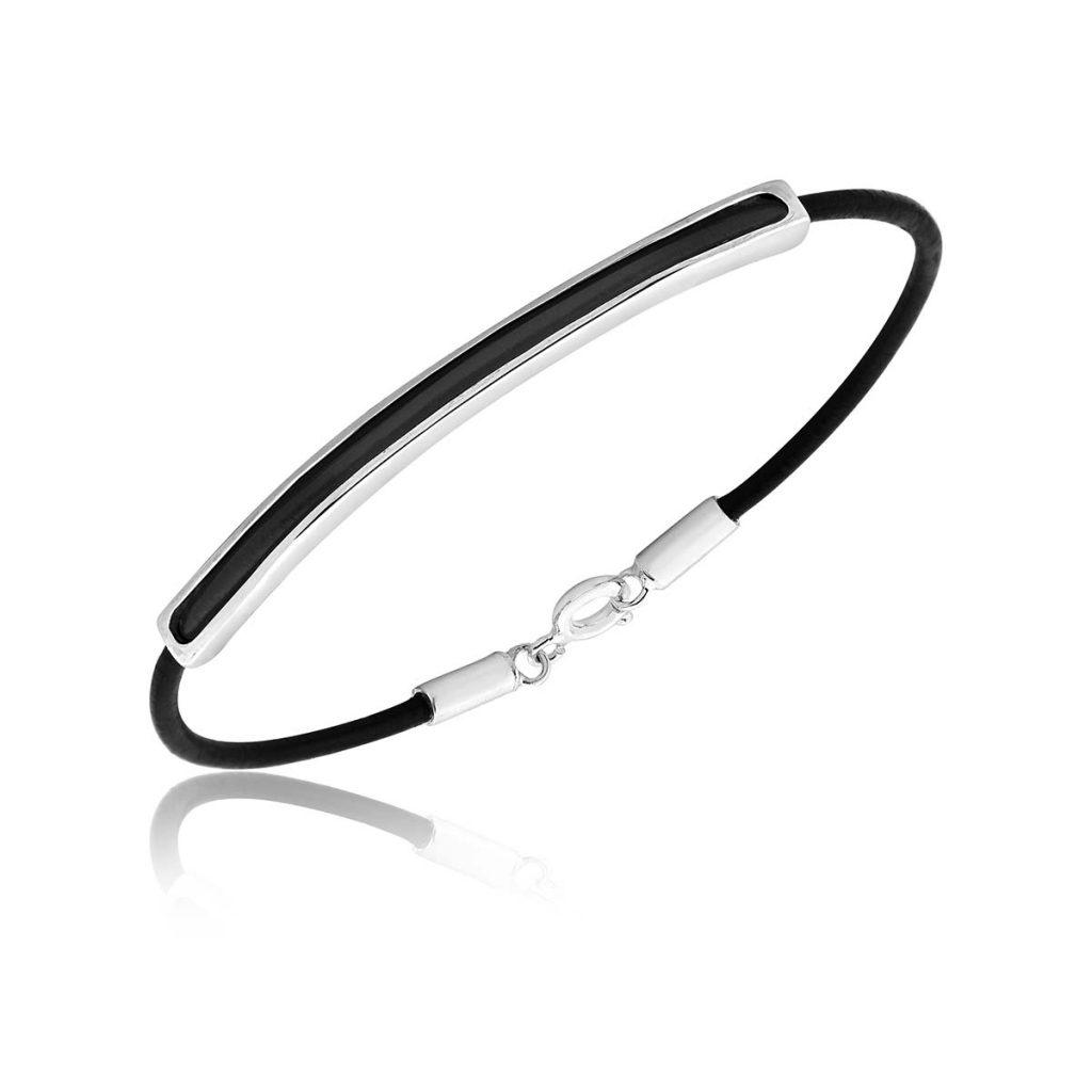 Pulseira Couro Tubo Quadrado Fino