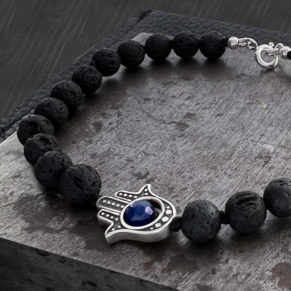 Pulseira Lava Mão Hamsá Azul