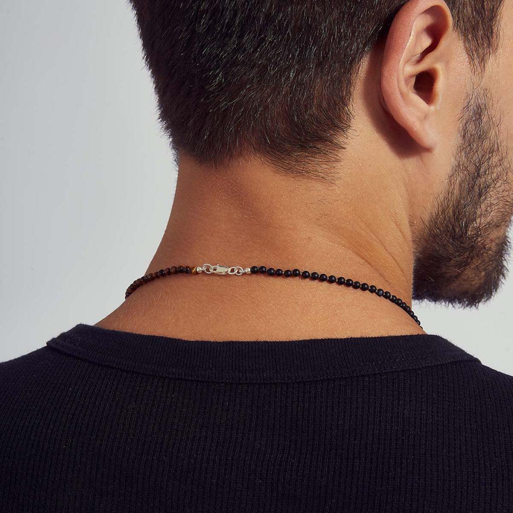 Colar Pedras Naturais e Prata Masculino