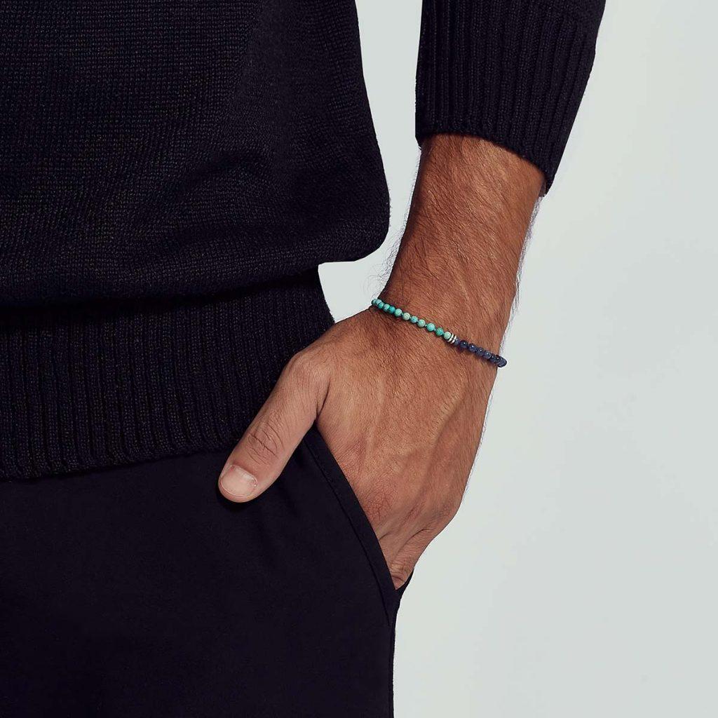 Pulseira Meio Turquesa e Meio Lápis Lazuli