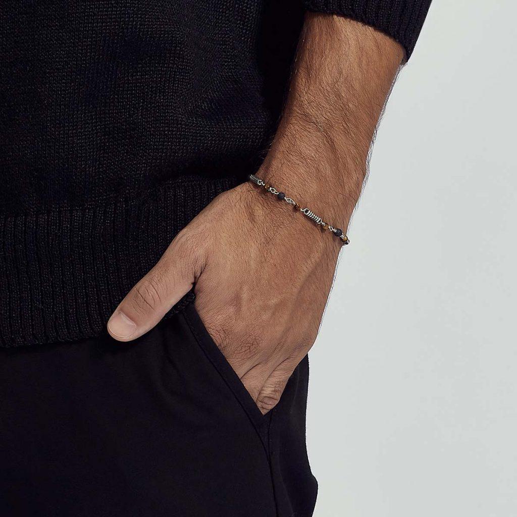Pulseira Elos Lava e Olho de Tigre
