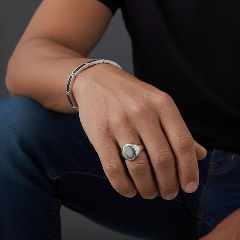 Anel de Sinete Oval Polido