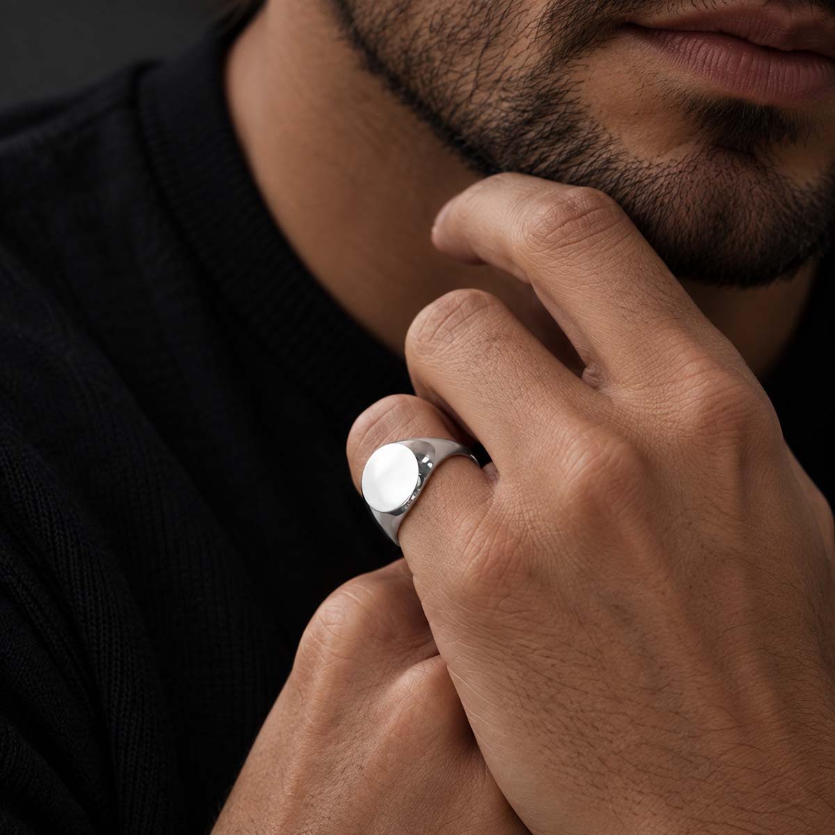 Anel de Sinete Oval Polido