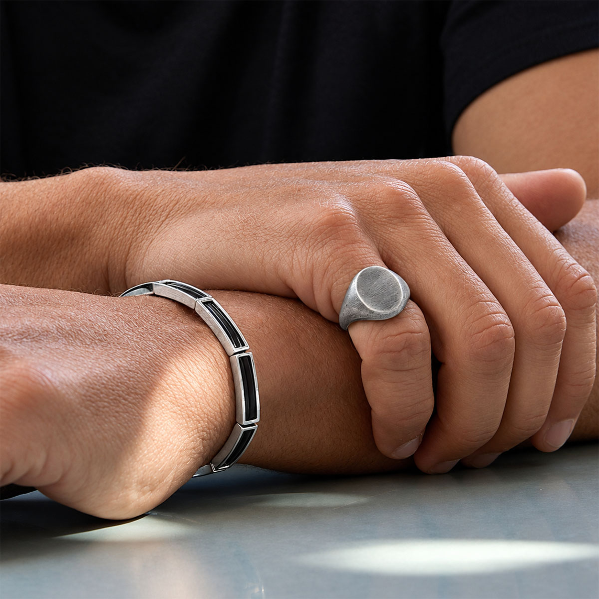 Pulseira Couro Duplo Caixa Polido