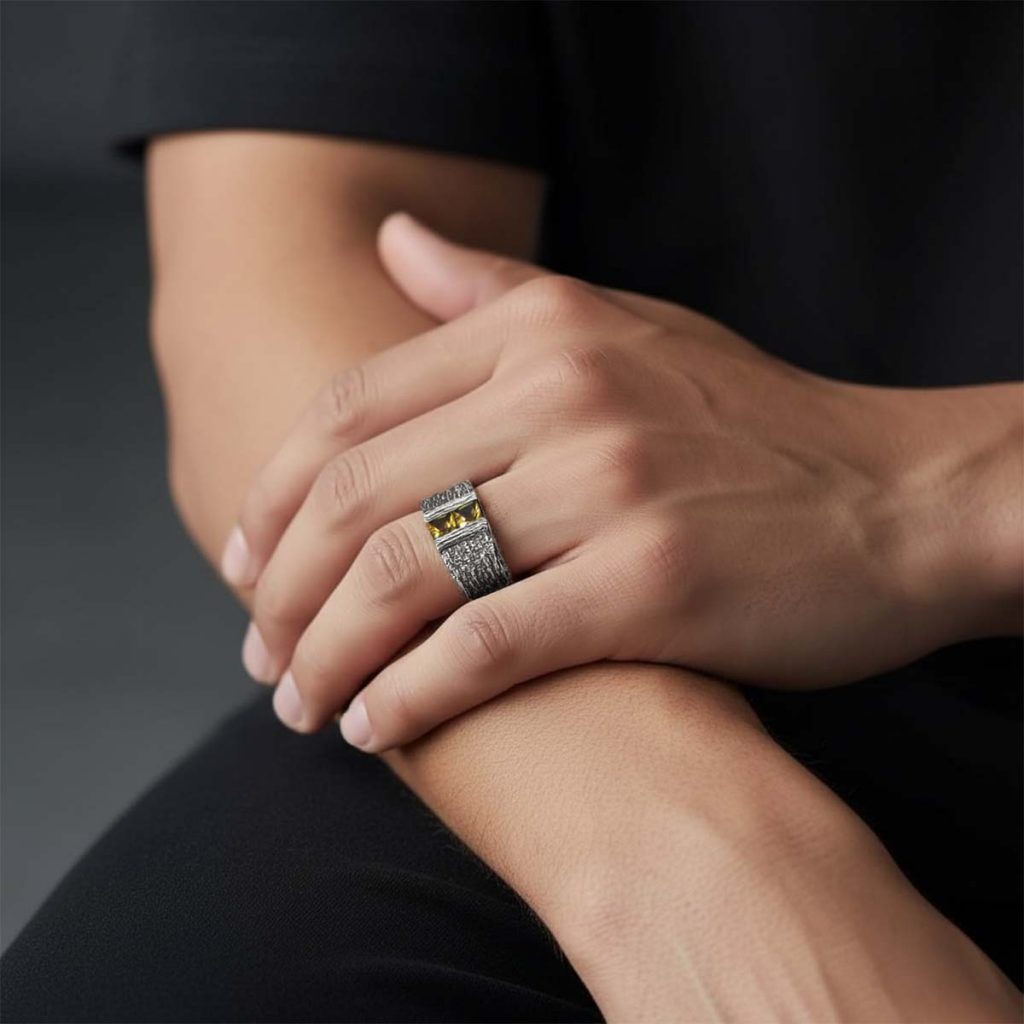 Anel Rústico Pedras Citrino Anel Rústico Pedras Citrino