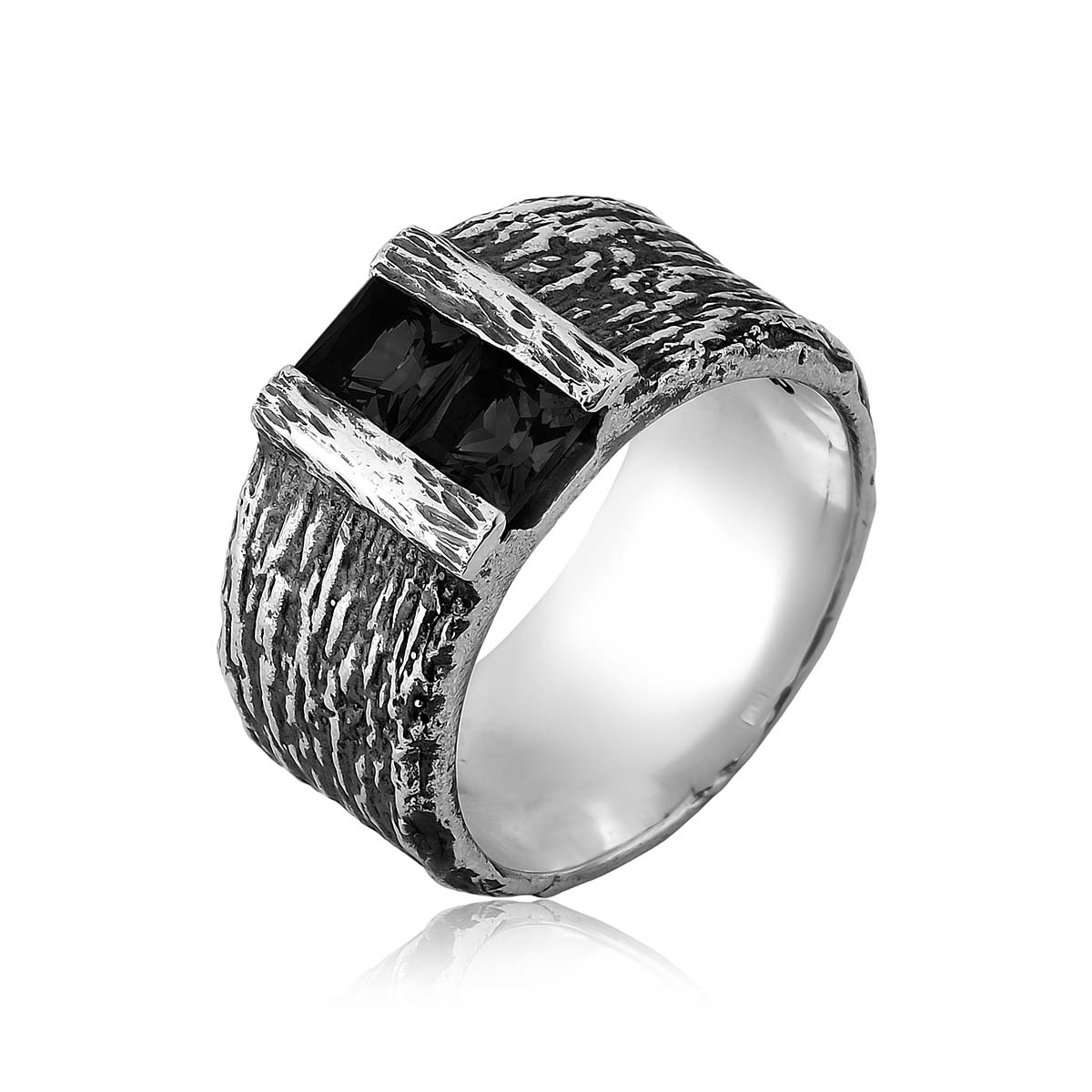 Anel Rústico Pedras Ônix