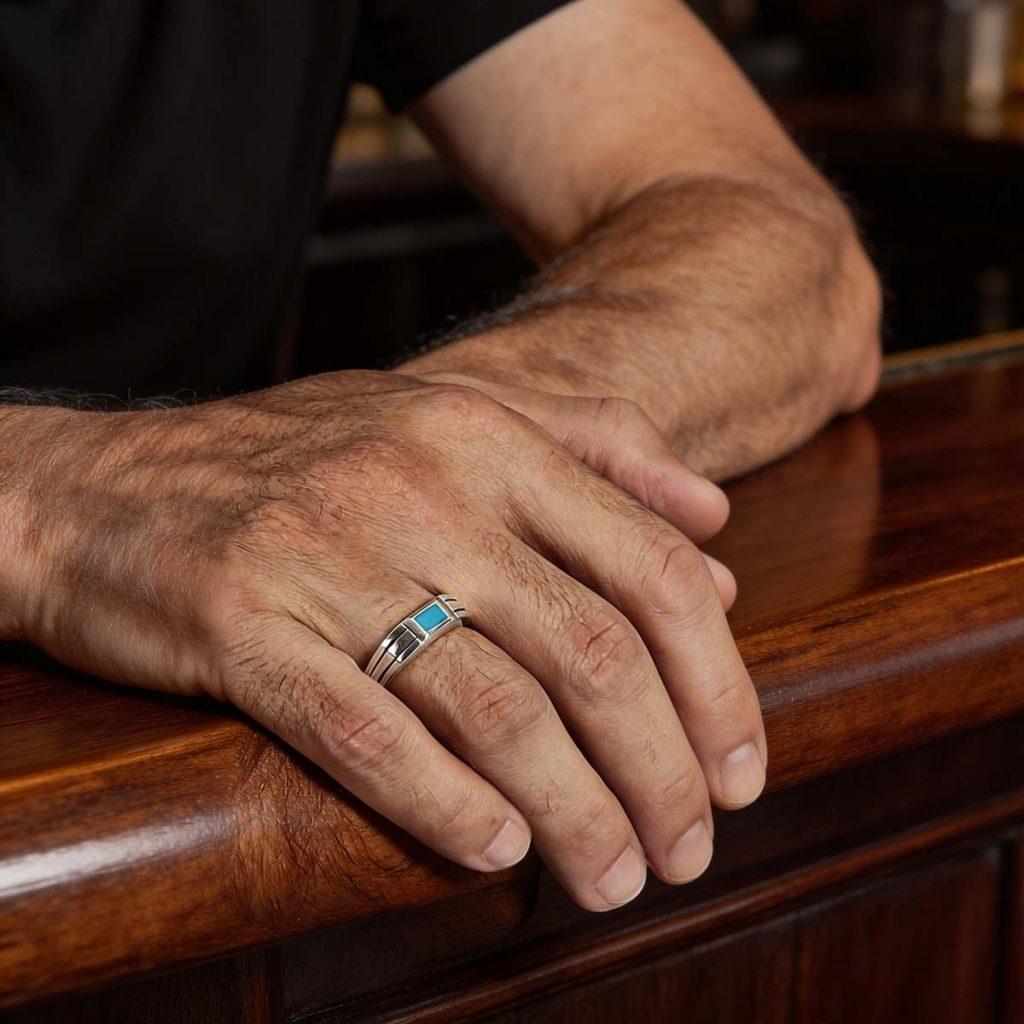 Anel Turquesa Frisos