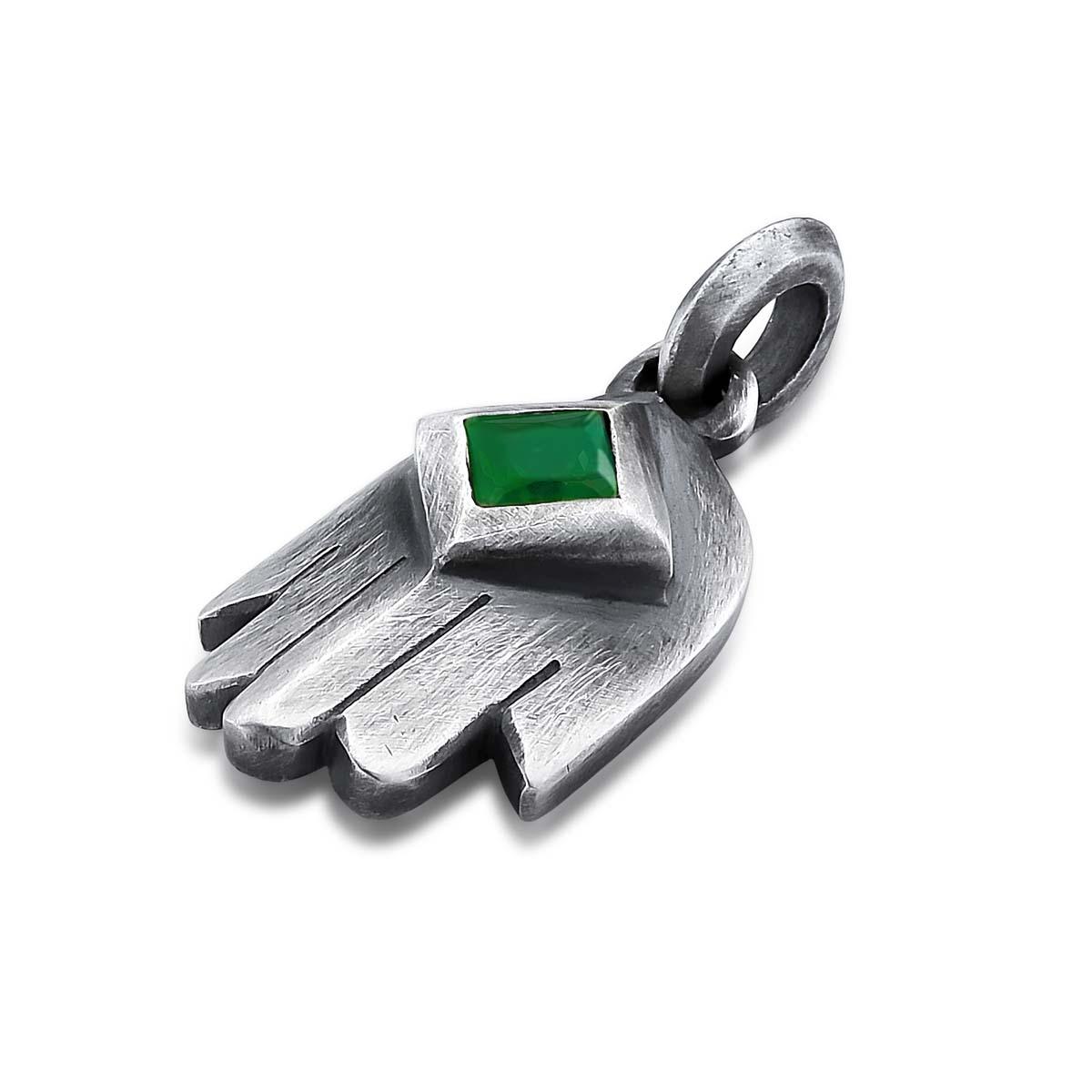 Pingente Mão Hamsá Esmeralda