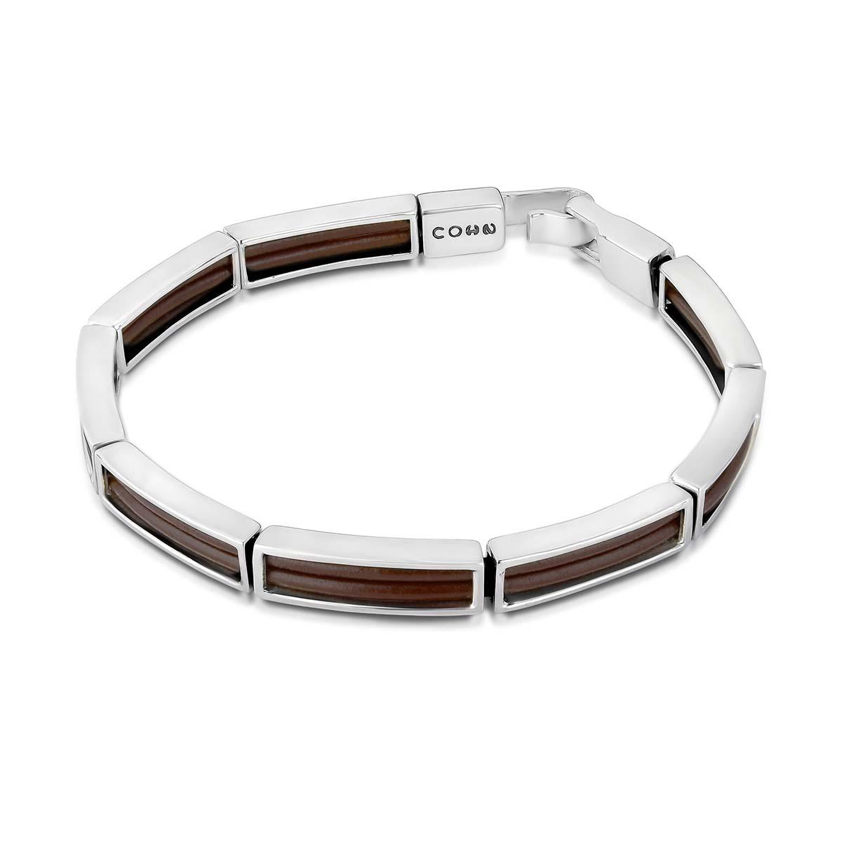 Pulseira Couro Marrom Duplo Caixa Polido