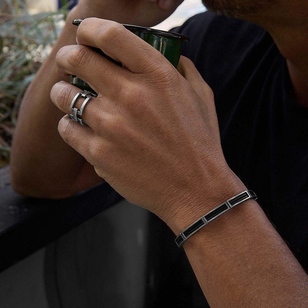 Pulseira Couro Duplo Caixa Oxidado