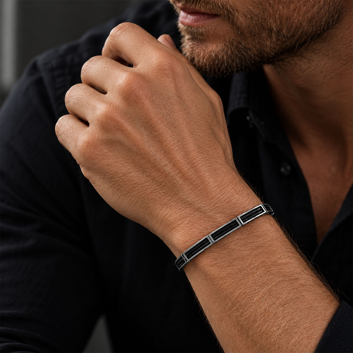Pulseira Couro Duplo Caixa Oxidado