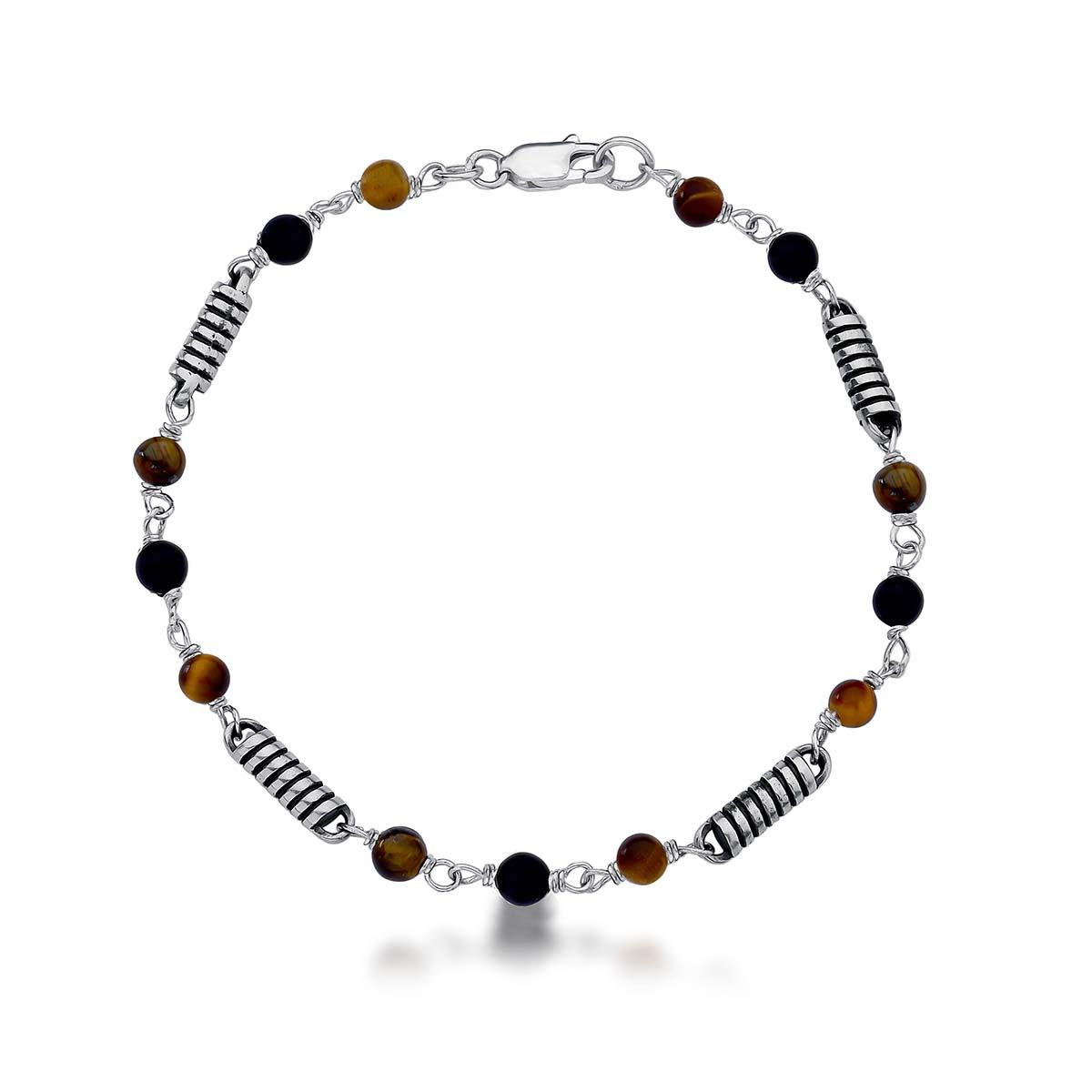 Pulseira Elos Olho de Tigre e Ágata