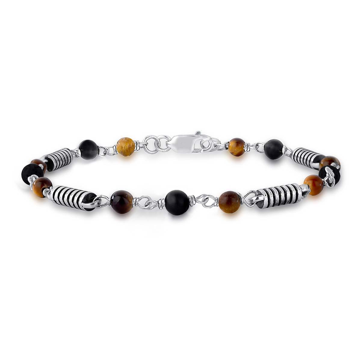 Pulseira Elos Olho de Tigre e Ágata