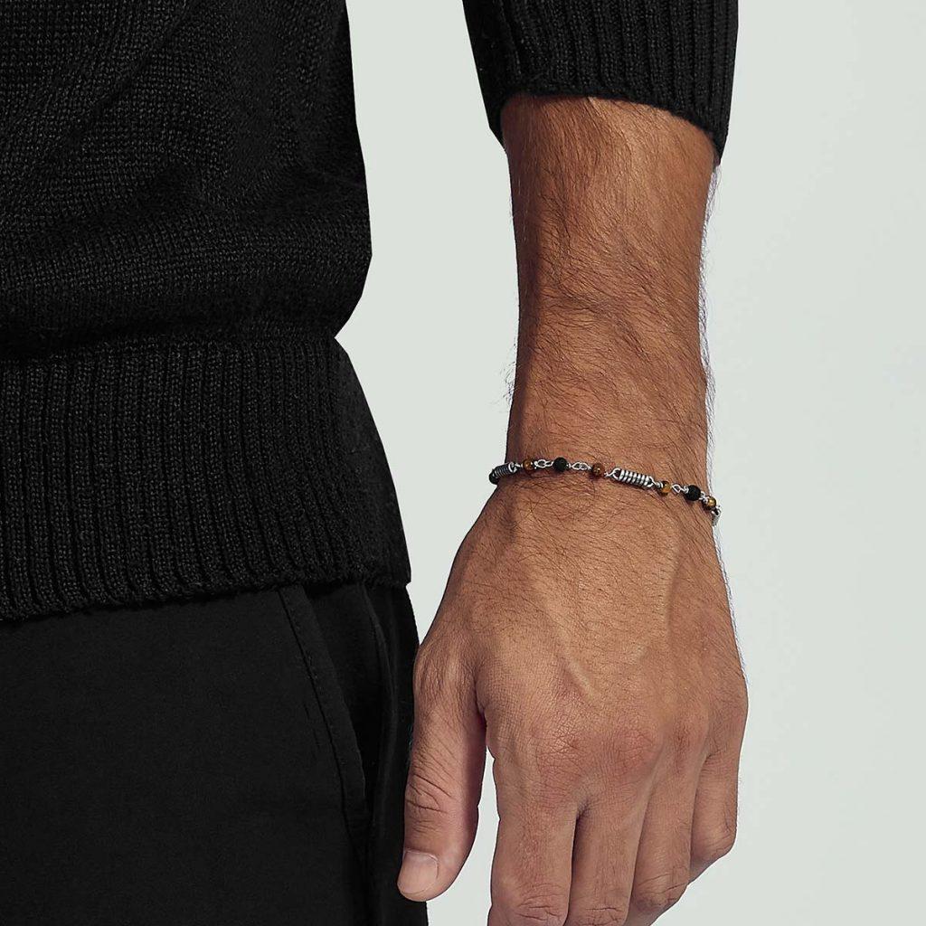 Pulseira Elos Olho de Tigre e Ágata