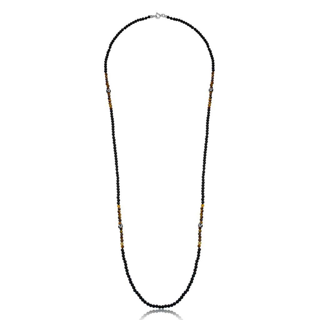 Colar Ágata e Olho de Tigre Facetado Colar Ágata e Olho de Tigre Facetado