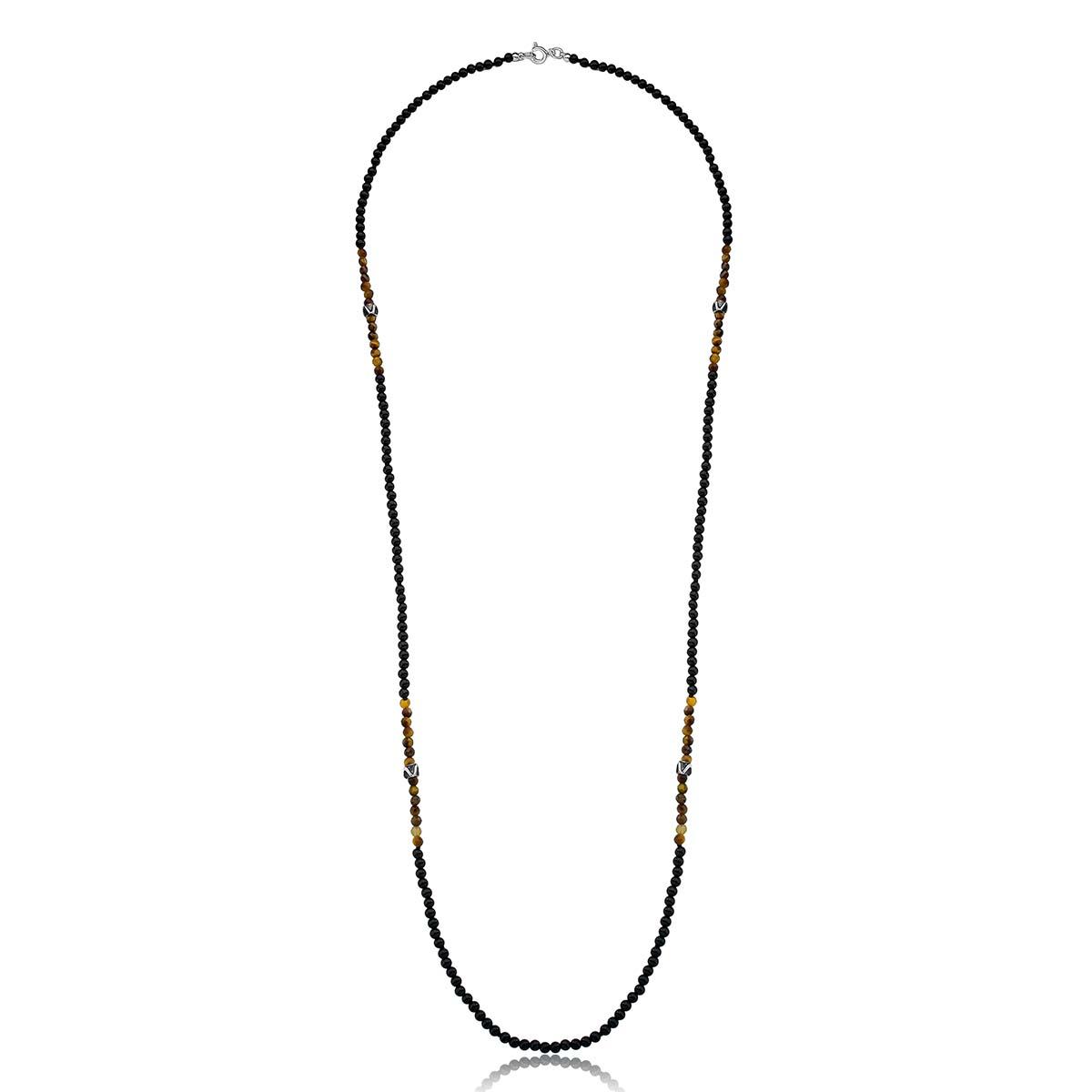 Colar Ágata e Olho de Tigre Facetado